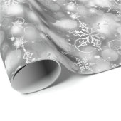 Lichter u. Schneeflocken, Silber - Weihnachten Geschenkpapier (Rolleneckpunkt)