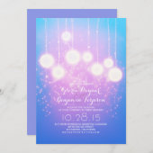 Lichter und Laternen hellblauen Hochzeit einladen Einladung (Vorne/Hinten)