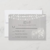 Lichter und Mason Jars Rustikale Hochzeit RSVP (Vorderseite)