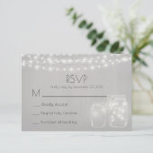 Lichter und Mason Jars Rustikale Hochzeit RSVP Karte (Stehend Vorderseite)