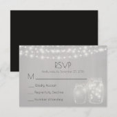 Lichter und Mason Jars Rustikale Hochzeit RSVP Karte (Vorne/Hinten)
