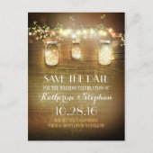 Lichter und Maurerkirschen rustikal SAVE THE DATE  Ankündigungspostkarte (Vorderseite)