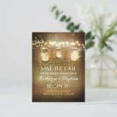 Lichter und Maurerkirschen rustikal SAVE THE DATE  Ankündigungspostkarte (Stehend Vorderseite)