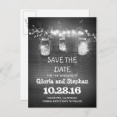 Lichter und Maurerkirschen rustikal SAVE THE DATE  Ankündigungspostkarte (Vorne/Hinten)