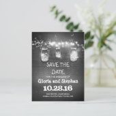 Lichter und Maurerkirschen rustikal SAVE THE DATE  Ankündigungspostkarte (Stehend Vorderseite)