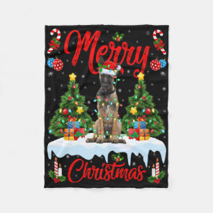 Lichter Weihnachtsbaum Santa Belgischer Malinois H Fleecedecke