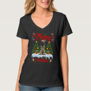 Lichter Weihnachtsbaum Santa Belgischer Malinois H T-Shirt