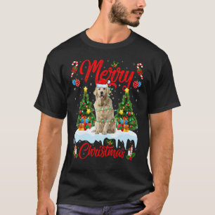 Lichter Weihnachtsbaum Santa Golden Retriever Hund T-Shirt
