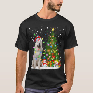 Lichter Weihnachtsbaum Santa Great Pyrenees Hund C T-Shirt