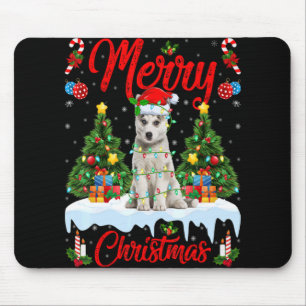 Lichter Weihnachtsbaum Santa Siberian Husky Hund W Mousepad