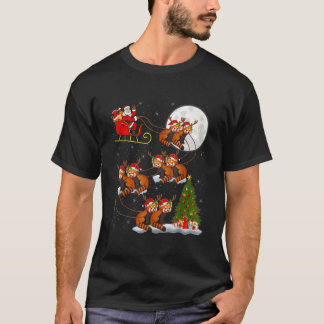Lichterbaum Weihnachtsmann reitet auf Rotem Panda T-Shirt