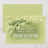 Lichtereihe mit grüner Hochzeit Einladung (Vorne/Hinten)