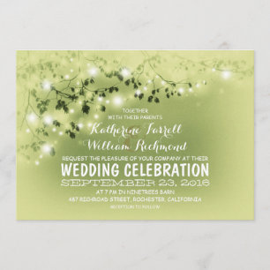 Lichtereihe mit grüner Hochzeit Einladung