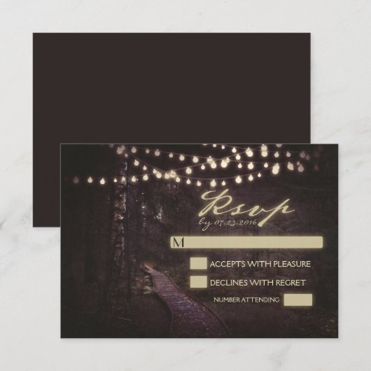 Lichtereihm-Baum-Hochzeit RSVP Karte (Vorne/Hinten)