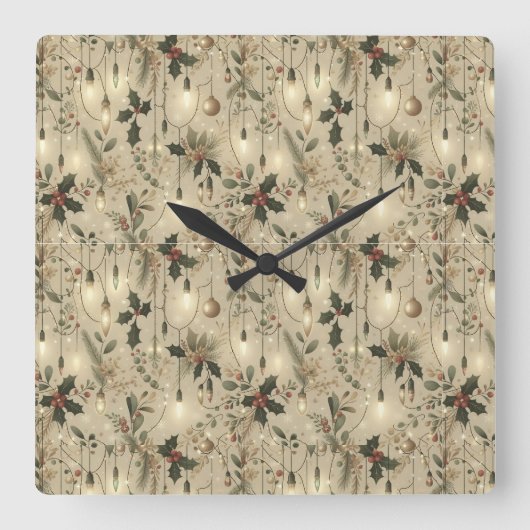 Lichterfee, Wald Hell Quadratische Wanduhr (Vorderseite)