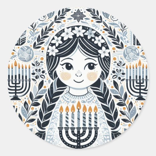 Lichterfest: Chanukka Sameach Aufkleber (Vorderseite)
