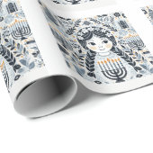 Lichterfest: Hanukkah Sameach Aufkleber Geschenkpapier (Rolleneckpunkt)