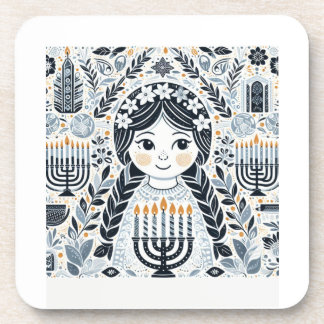 Lichterfest: Hanukkah Sameach Aufkleber Getränkeuntersetzer