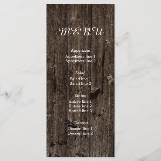 Lichterfolge auf der alten Holzkarten-Karte Menükarte (Rückseite)