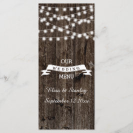 Lichterfolge auf der alten Holzkarten-Karte Menükarte