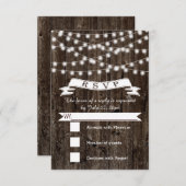 Lichterfolge auf Holz und Banner Hochzeit RSVP (Vorne/Hinten)