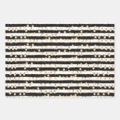 Lichterfolge auf Schwarz-weißen Streifen Geschenkpapier Set (Vorderseite)