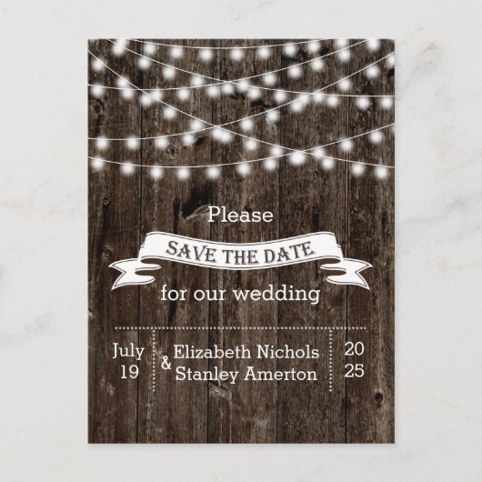 Lichterfolge bei alten Holzhochzeiten Sichern des  Ankündigungspostkarte (Vorderseite)