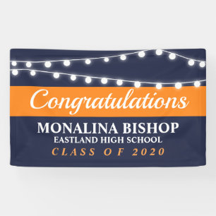 Lichterfolge  Navy Blue Orange Class of 2020 Banner
