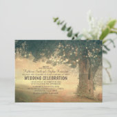 Lichterfolge rustikale Baumhochzeit Einladung (Stehend Vorderseite)