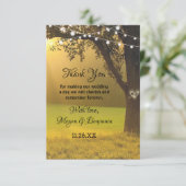 Lichterfolge Rustikale Tree Vintage Hochzeit Dankeskarte (Stehend Vorderseite)
