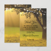 Lichterfolge Rustikale Tree Vintage Hochzeit Dankeskarte (Vorne/Hinten)