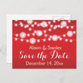 Lichterfolge, Schneeflockenhochzeit Das Datum spei Ankündigungspostkarte (Vorne/Hinten)