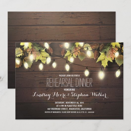 Lichterfolge zum Probe-Dinner Einladung (Vorne/Hinten)