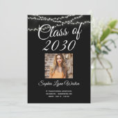 Lichterkette Abschluss Foto Einladung (Stehend Vorderseite)