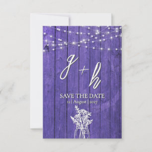 Lichterkette aus lila rustikalem Holz Boho Mason-G Save The Date