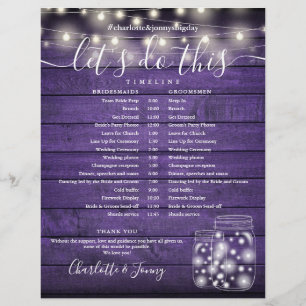 Lichterkette aus violettem Holz für die Hochzeitsp