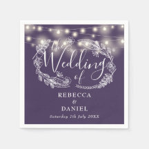 Lichterkette Blumen Lila Schrift Hochzeit