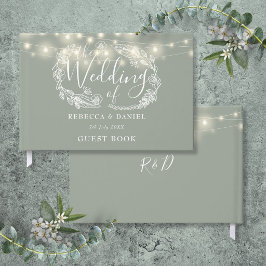 Lichterkette Blumen Salbei Grün Hochzeit Gästebuch