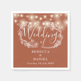 Lichterkette Blumige Terrakotta Hochzeit Serviette