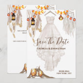 Lichterkette Feder Boho Makramee Laterne Hochzeit Save The Date (Vorne/Hinten)