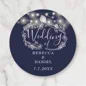 Lichterkette Floral Navy Blau Hochzeit Geschenkanhänger (Rückseite)