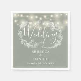Lichterkette Floral Sage Grün Hochzeit Serviette