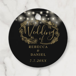 Lichterkette Floral Schwarz und Gold Hochzeit Geschenkanhänger