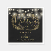 Lichterkette Floral Schwarz und Gold Hochzeit