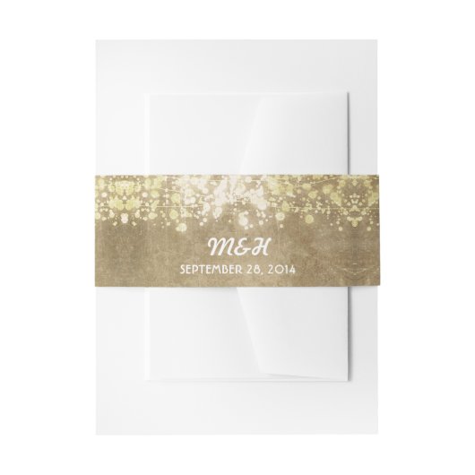 Lichterkette - Glitzer Vintage Hochzeitsband Einladungsbanderole (Vorderseite Beispiel)