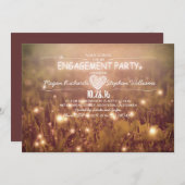Lichterkette glüht rustikale Begegnungsfeier Einladung (Vorne/Hinten)
