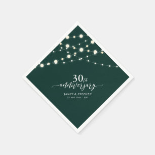 Lichterkette Grün 30. Hochzeitstag Serviette