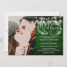 Lichterkette Grün Rustikale Foto Hochzeit Alles in Einladung