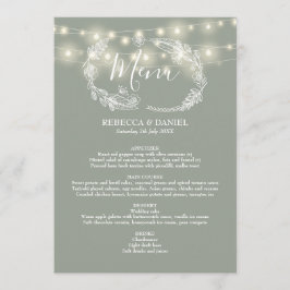 Lichterkette Hellgrün Florale Hochzeit Menükarte