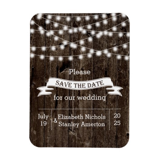 Lichterkette Holz Sommerhochzeit Sichern Datum Magnet (Vertikal)
